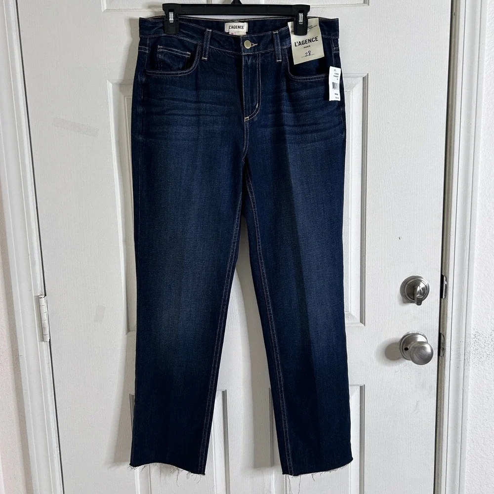 $295 L'agence Milina Low Rise Stovepipe Jeans Grainger size 28 NWT Raw Hem